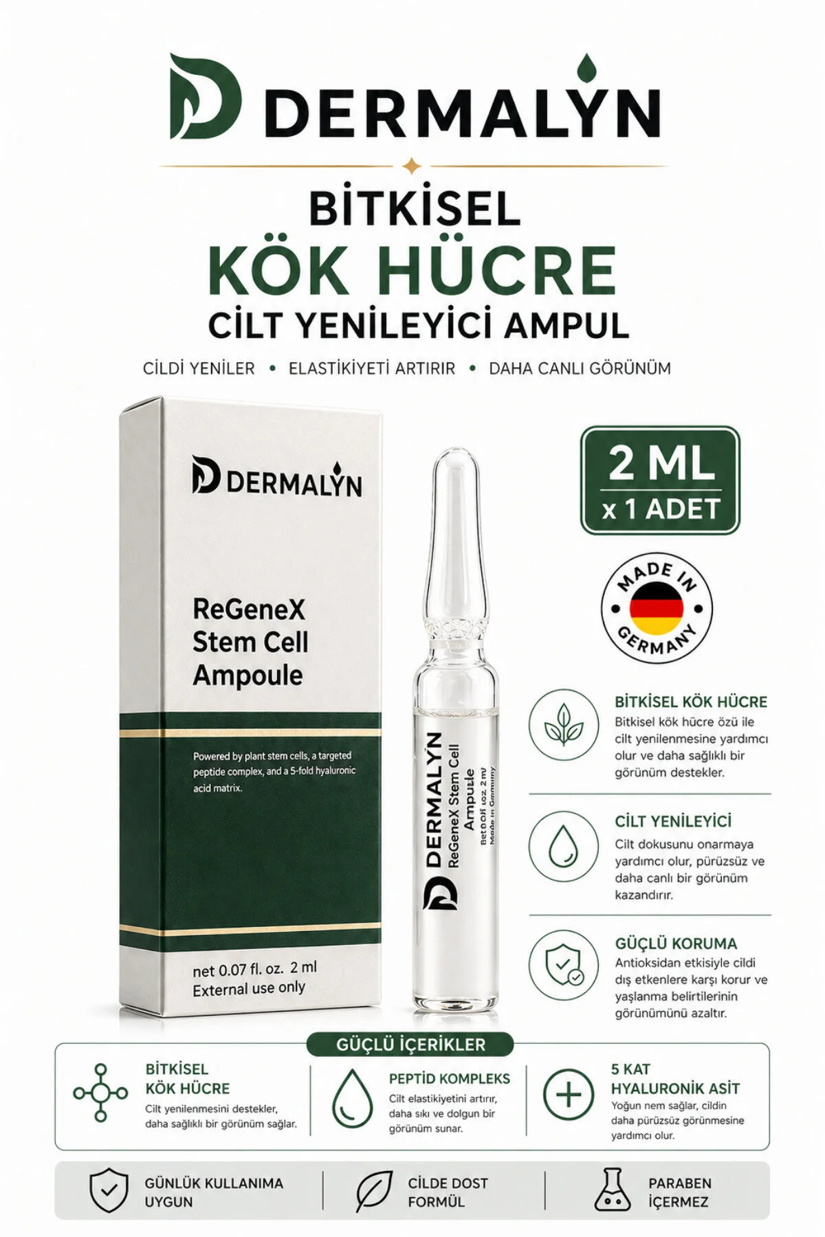 Dermalyn 7 Li Cilt Bakım Seti Kırışıklık Leke Somon Dna Kök Etkili Ampul Serum Dermaroller