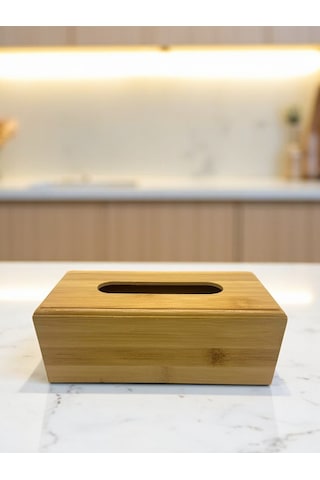 Bambu Peçetelik, Kağıt Havlu Mendil Kutusu Kahverengi