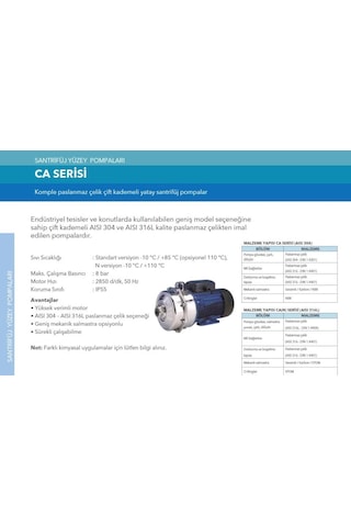 Lowara Ca 200/33/N/D Çift Kademeli Santrifüj Pompa N Versiyon