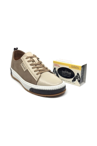 Taşpınar Lisans %100 Hakiki Nubuk Deri Ortopedik Erkek Günlük Sneaker Yazlık Ayakkabı Yeni Sezon 40-44 Bej