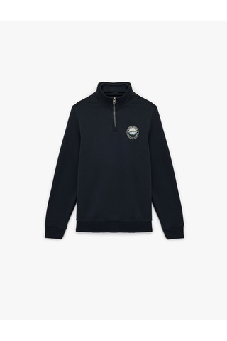 Koton Şardonlu Uzun Kollu Baskılı Yarım Fermuarlı Sweatshirt Lacivert 6wam70036mk Lacivert