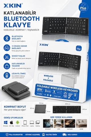 iPad Pro 11 3.nesil Uyumlu Bluetooth Mini Klavye Katlanabilir Kompakt Kablosuz