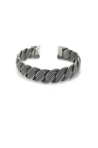 Oya Silver Oksitli Orta Örgü Gümüş Bilezik 743757111