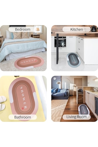 Pazly 16x24 İnç Yumuşak Oval Diatom Banyo Halısı, Kaymaz, Hızlı Kuruyan, Makinede Yıkanabilir, Sarı Sarı