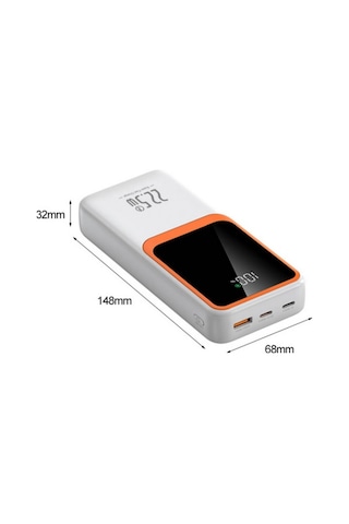 10000mah Powerbank 22.5w Hızlı Şarj Özellikli Type C Ve Lightning Kablolu Pd Taşınabilir Şarj Aleti Beyaz