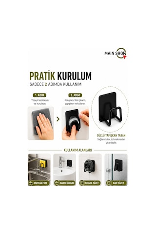 Mainshop 2 Adet Siyah Sünger Askılığı Evye Sünger'liği Banyo Mutfak Düzenleyici Musluk Yanı Sünger'lik M-sng1