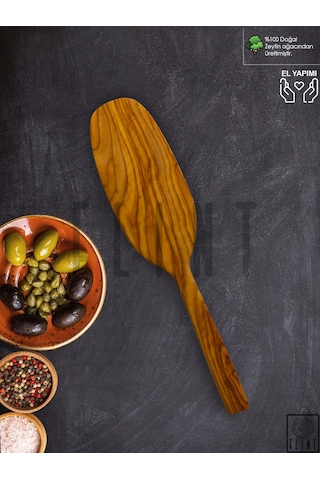 Zeytin Ağacı El Yapımı Tahta Ahşap Spatula Servis Kaşığı 30cm