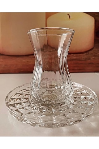 Alin Adela 6'lı Cam Çay Tabağı Çay Tabak Altlığı Royaleks-ryg8030 Renkli