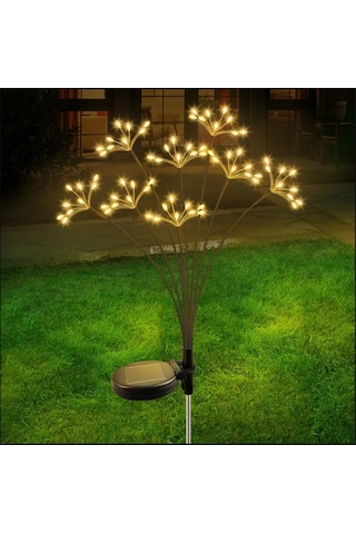 Solar 80 Led Sarı Renk Yıldız Patlaması Led Bahçe Aydınlatma Solar Bahçe Süsü Sge1004 Sarı