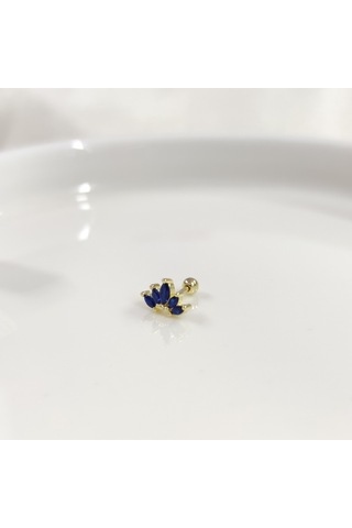 Laci Mekik Lotus Gümüş Tragus Pıercıng - Altın Sarı Beyaz