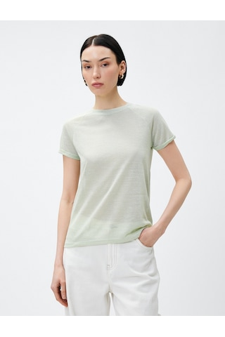 Koton Bisiklet Yaka Tişört Reglan Kol Yeşil 3sak50384ek 3SAK50384EK759 Yeşil