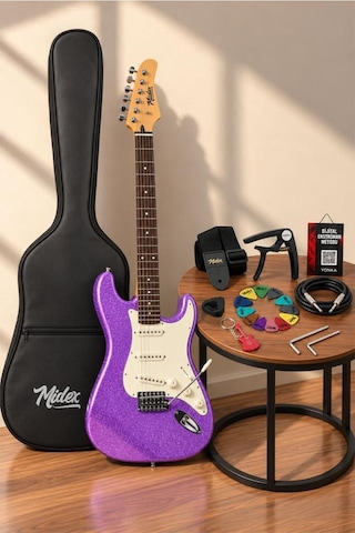 Midex Rph-30pu Gül Klavye Strat Kasa Sss Elektro Gitar Seti