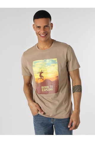 Colin'S Regular Fit Bisiklet Yaka Baskılı Gri Erkek Kısa Kol Tişört Cl1063152_Q1.V1_Tpe