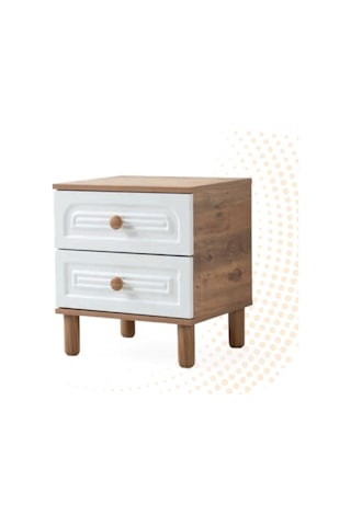 Bera 2 Çekmeceli Zambak Komidin Beyaz - Ceviz