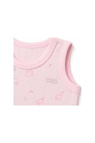 H&c Coolboy H&c Bebek Kolsuz Çıtçıtlı Body Zıbın %100 Pamuk Jakarlı Kuzu Desenli Pembe Kuzulu