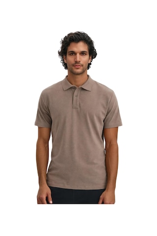Ar-ma Erkek Battal Büyük Beden Polo Yaka Tişört Regular Fit %100 Pamuk Pike Basic Y29374870302 Vizon-v1