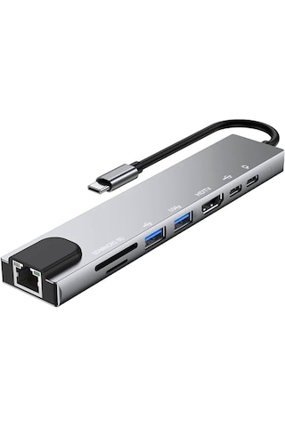 Type-c 8in1 Çevirici Adaptör 4k Hdmi + 2port Usb 3.0