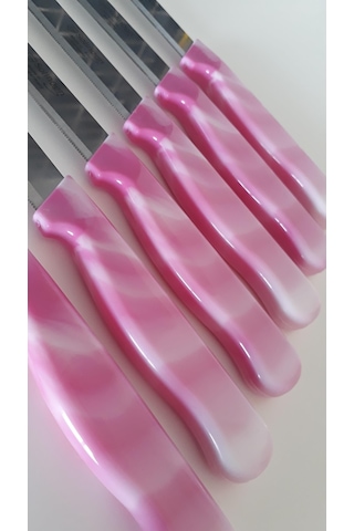Solingen Mermer Desen Meyve Bıçağı 6'Lı Pembe