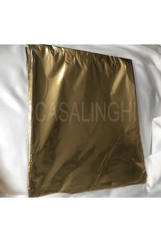 Gold Tek Renk Metalize Hediye Poşeti Bantlı 30x35 Cm 100'lü Altın Genel