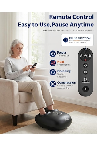 Comfıer Shiatsu İle Ayak Masajı, Derin Yoğurma, Titreşim, Yuvarlama, Sıkıştırma, Plantar Fasiit İçin Isıtmalı Ayak Masajı, Çok Modlu Ayarlar, Uzaktan Kumanda, Doğum Günü Hediyeleri