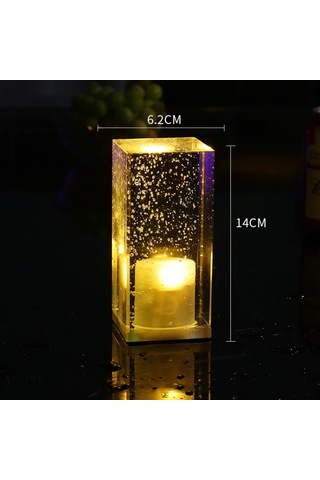 Kare Led Renkli Kristal Çubuk Masa Lambası For Purple Light Mor Bej