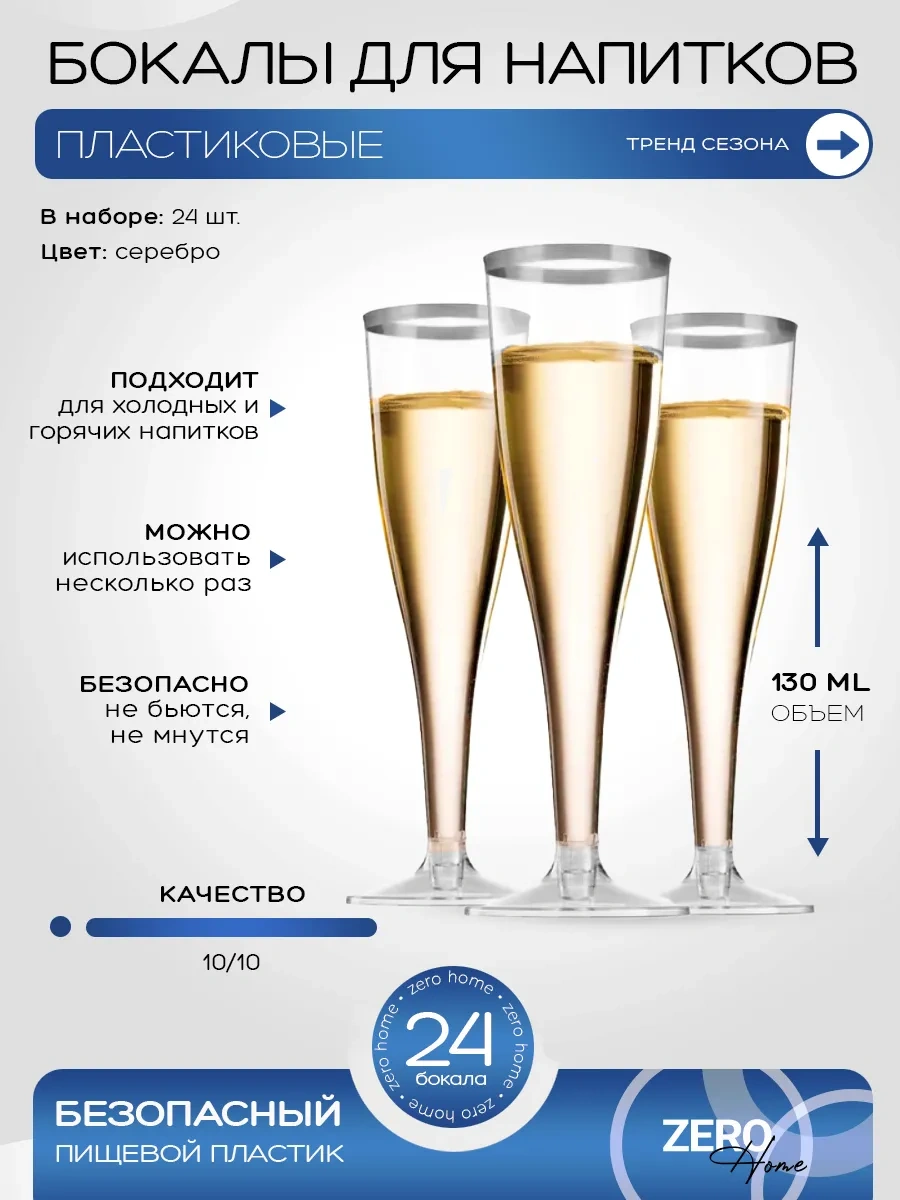 Zero Home Şarap Ve Şampanya İçin Tek Kullanımlık Bardak Seti 24 Adet 397416172 100 adet