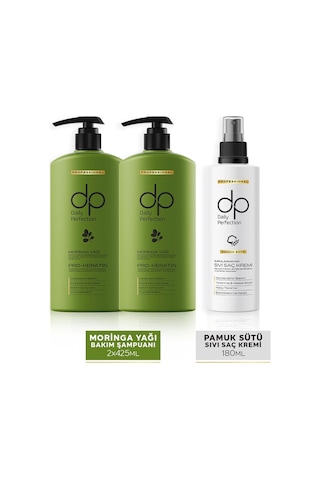 Dp Daily Perfection Şampuan Moringa Yağı 425 ML X 2 & Sıvı Saç Bakım Kremi Pamuk Sütü 180 ML Set