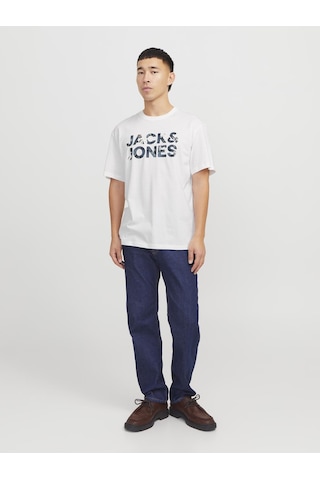 Jack & Jones Erkek Gögüs Logo Baskili Tişört - Bryan Corp Logo - 12268127 WHITE