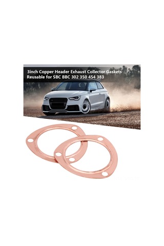 Springsun 2 Adet Bakır 3" Egzos Manifold Gasket - Sbc Bbc 302 350 454 383 Uyumlu, Tekrarlı Kullanım, Tam Değişim