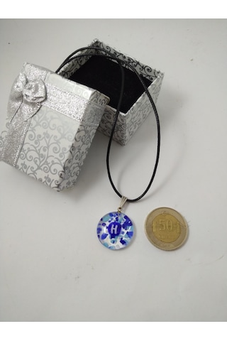 Cam Harf Kolye – Handmade El Yapimi Murano– (H) Harfi Modeli Gümüş