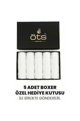 JUST INNER Öts Premium Erkek 5 Li Modal Boxer Modal Hediye Kutulu Ultra Yumuşak Modal Kumaş Esnek Kalıp Ve Kaliteli Esnek Ve Konfor Beyaz