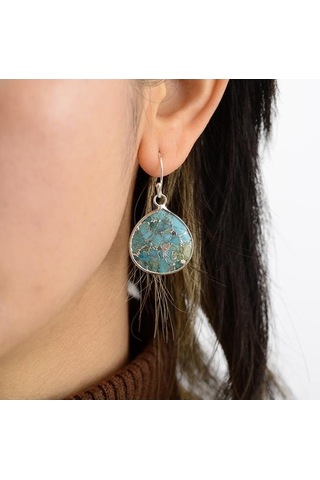 Novahub Altın Blıngbay Bohem Etnik Kolye Küpe, Doğal Mavi Kristal Damla Şekli, High-end Retro Takı, Çok Renkli Kadın Moda Takı Çok Renkli