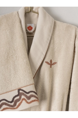 Cottonbox Puff Nakışlı Aile Bornoz Seti Molende Bej-antrasit L-xl Antrasit