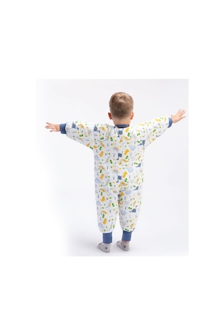 Çift Kat Organik Pazen Kız - Erkek Çocuk Uyku Tulumu 2.5 Tog Beyaz - Mavi
