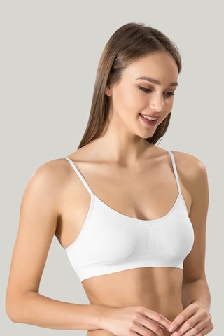 İkikareshop Kadın Ince Askılı Pedli Büstiyer Yarım Atlet Sütyen 3lü Set Çok Renkli