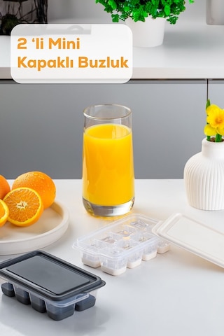 16015 2 Li Mini Bpa Içermez Yapışmaz Silikon Bas Çıkar Buz Kalıbı- Silikon Buz Kalıbı Buzluk Silikon Diğer