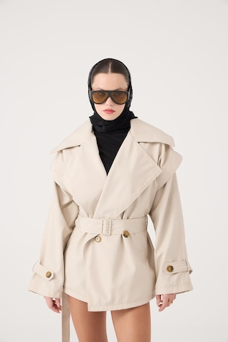 Holly Lolly Kemerli Oversize Kesim Sara Trençkot Bej