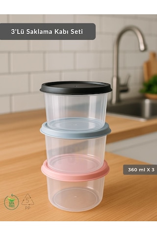 Jet's Home 3'lü Saklama Kabı Bpa Free Hava Almaz Sızdırmaz Beslenme Kabı 360 Ml Şeffaf