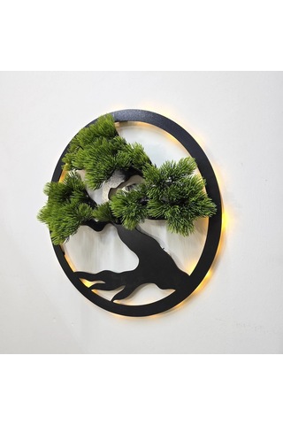 Led Işıklı Ve Yeşil Bonsai Ağaç Tablo 40cm