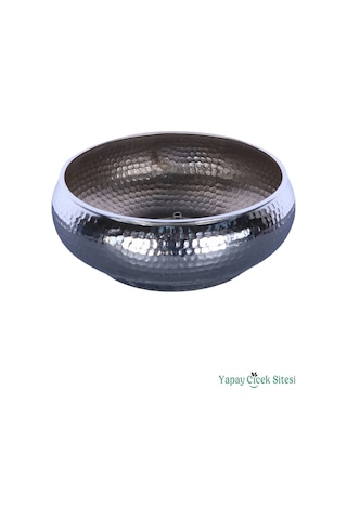 Yapay Çiçek Sitesi Metal Dekoratif Darbeli Ufo Model Saksı 11 Cm Gümüş Gümüş