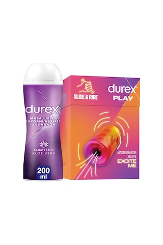 Durex Aloe Vera 2'si 1 Arada Masaj & Kayganlaştırıcı Jel 200 ML + Durex Play Manuel Mastürbatör