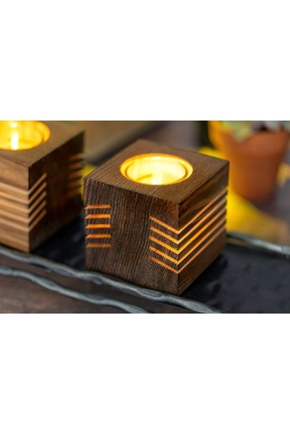 Bfdshop Mumluk Çizgi Desen Mumluk - Dekor 3 Parça