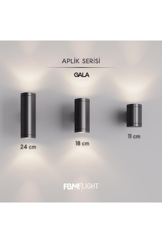 FoneLight Gala 18 cm Çift Yönlü LED Duvar Apliği Antrasit Alüminyum IP65 Dış Mekan Bahçe Aydınlatması 7W 3000K