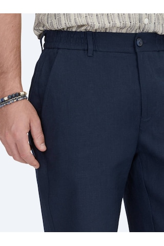 Lacivert Dokuma Jogging Fit Casual Pamuk Karışımlı Bermuda Lacivert