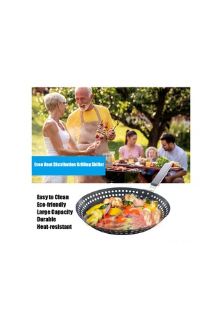 Moveevo Katlanabilir Ahşap Saplı Pratik Izgara Tava - Yapışmaz Yüzeyli, Barbekü Ve Kamp İçin Çok Renkli