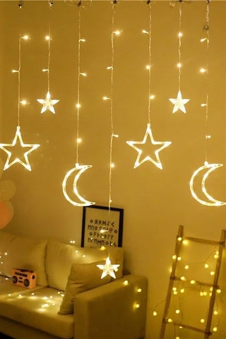 Magicledcorner Ay Yıldız Perde Led Dekoratif Aydınlatma