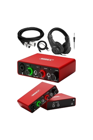Glx-700rd-h Üst Segment Usb Stüdyo Ses Kartı 2 Giriş 2 Çıkış 24bit/192khz Kulaklık Ve Kablo Dahil