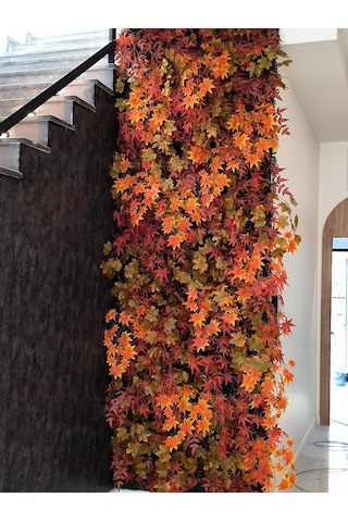 Rüzgar Yapay Çiçekçilik 100x100 Güz Temalı Dikey Bahçe Kızıl
