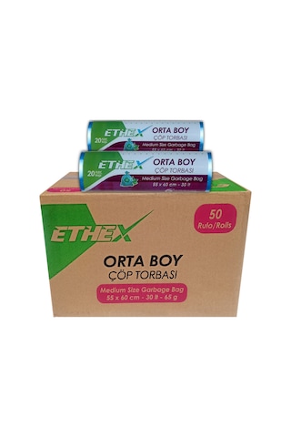 Ethex Orta Boy Çöp Torbası 50 Adet Mavi 55 x 60 CM