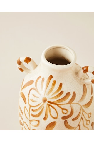 English Home Salina Seramik Vazo 24 Cm Krem-kahverengi